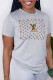 Grey Casual Sweet Print Patchwork O Neck T-Shirts