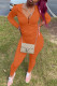 Orange Fashion Casual Solid Basic Hooded Collar Long Sleeve Two Pieces