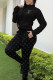 Black Fashion Casual Print Patchwork Zipper Collar Long Sleeve Two Pieces