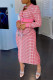 Red Fashion Casual Print Basic Zipper Collar Long Sleeve Two Pieces