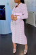 Pink Fashion Casual Print Basic Zipper Collar Long Sleeve Two Pieces
