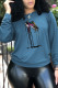 Blue Fashion Sportswear Print Patchwork O Neck Tops