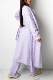 Pink Casual Solid Patchwork U Neck Long Sleeve Three Pieces