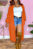 Apricot Casual Solid Split Joint Outerwear