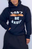Black Sexy Street Ripped Patchwork Hooded Collar Tops