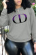 Grey Fashion Sportswear Print Patchwork O Neck Tops