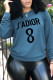 Blue Fashion Sportswear Print Patchwork Letter O Neck Tops