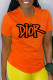 Orange Daily Simplicity Print Make Old Letter O Neck T-Shirts