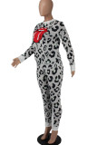 Cream White Casual Print Patchwork O Neck Long Sleeve Two Pieces