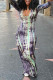 Purple Fashion Casual Print Basic U Neck Long Sleeve Dresses