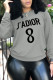 Grey Fashion Sportswear Print Patchwork Letter O Neck Tops