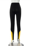Black Casual Sportswear Patchwork Ripped Skinny High Waist Pencil Trousers