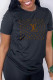 Black Casual Sweet Print Patchwork O Neck T-Shirts