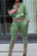 Green Fashion Casual Patchwork Basic Zipper Collar Long Sleeve Two Pieces