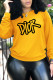 Yellow Street Daily Print Patchwork O Neck Tops