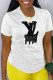 White Street Daily Print Patchwork O Neck T-Shirts