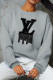 Grey Fashion Street Print Patchwork O Neck Tops