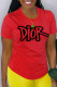 Red Daily Simplicity Print Make Old Letter O Neck T-Shirts