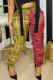 Yellow Fashion Casual Plaid Print Patchwork Regular High Waist Trousers