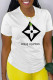 White Fashion Casual Print Letter O Neck T-Shirts