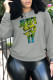 Grey Casual Sportswear Print Patchwork O Neck Tops