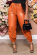 Brown Casual Solid Patchwork Harlan Mid Waist Harlan Solid Color Bottoms