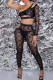 Black Fashion Sexy Solid Hollowed Out See-through One Shoulder Long Sleeve Two Pieces