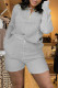 Grey Fashion Casual Solid Patchwork Turndown Collar Long Sleeve Two Pieces