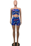 Colorful blue venetian Fashion Animal Prints Print Two Piece Suits pencil Sleeveless Two Pieces