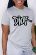 Grey Daily Simplicity Print Make Old Letter O Neck T-Shirts