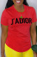 Red Casual Street Print Patchwork Letter O Neck T-Shirts