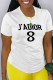 White Casual Street Print Patchwork O Neck T-Shirts