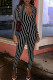 Black Fashion Casual Striped Print Basic V Neck Skinny Jumpsuits