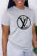 Grey Fashion Casual Print Patchwork O Neck T-Shirts