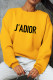 Yellow Fashion Sportswear Print Letter O Neck Tops