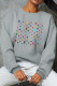 Grey Sexy Street Print Patchwork O Neck Tops