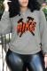 Grey Fashion Casual Print Patchwork Letter O Neck Tops