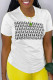 White Casual Street Print Patchwork O Neck T-Shirts