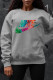 Grey Fashion Sportswear Print Letter O Neck Tops