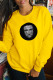 Yellow Casual Street Print Patchwork O Neck Tops(squid game)