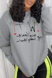 Blue Casual Street Print Patchwork Letter O Neck Tops (squid game)