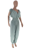 Grey Sexy Solid Split Joint Off the Shoulder Harlan Jumpsuits
