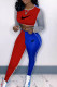 Red Fashion Casual Print Patchwork O Neck Long Sleeve Two Pieces