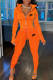Orange Fashion Casual Print Patchwork Turndown Collar Long Sleeve Two Pieces