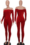Red Sexy Casual Solid Patchwork Off the Shoulder Regular Jumpsuits