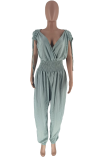 Grey Sexy Solid Split Joint Off the Shoulder Harlan Jumpsuits