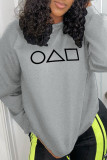 Yellow Casual Daily Print Patchwork O Neck Tops (squid game)
