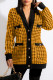 Yellow Fashion Casual Print Patchwork Cardigan V Neck Outerwear