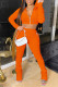Orange Fashion Solid Fold Hooded Collar Long Sleeve Two Pieces
