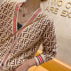 Khaki Fashion Casual Letter Patchwork V Neck Tops